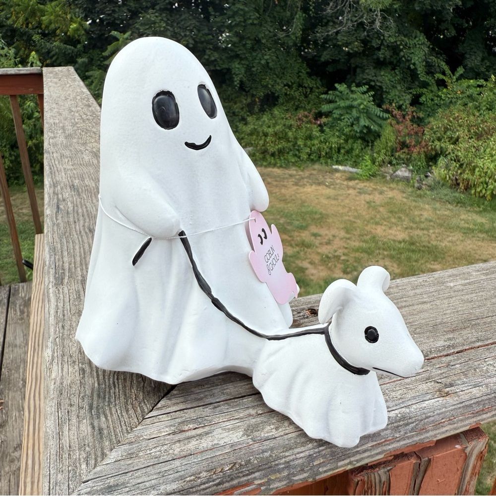 NEW Cute Ghost Walking Dog Figurine 7”